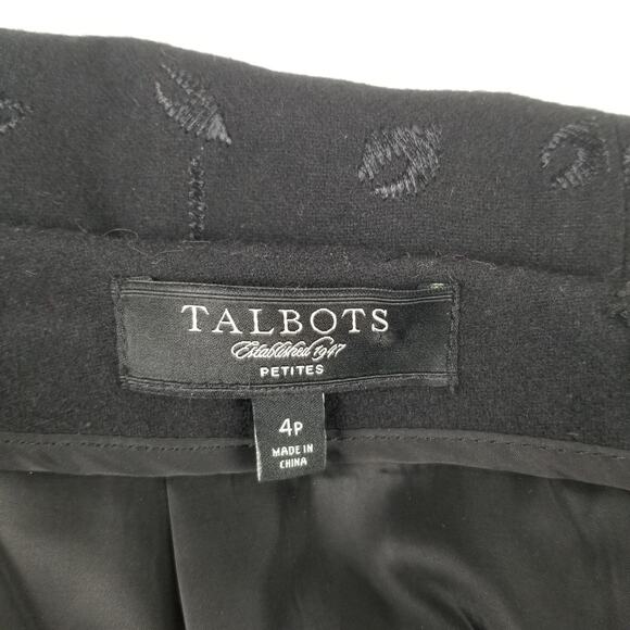 Talbots Black Floral Embroidery Wool Blend Maxi Skirt Special Stunning 4 P - Picture 4 of 5